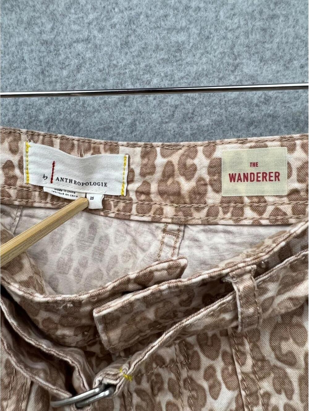 Anthropologie Womens The Wanderer Animal Print Pants Slim Straight Brown Size 25 - Picture 7 of 10